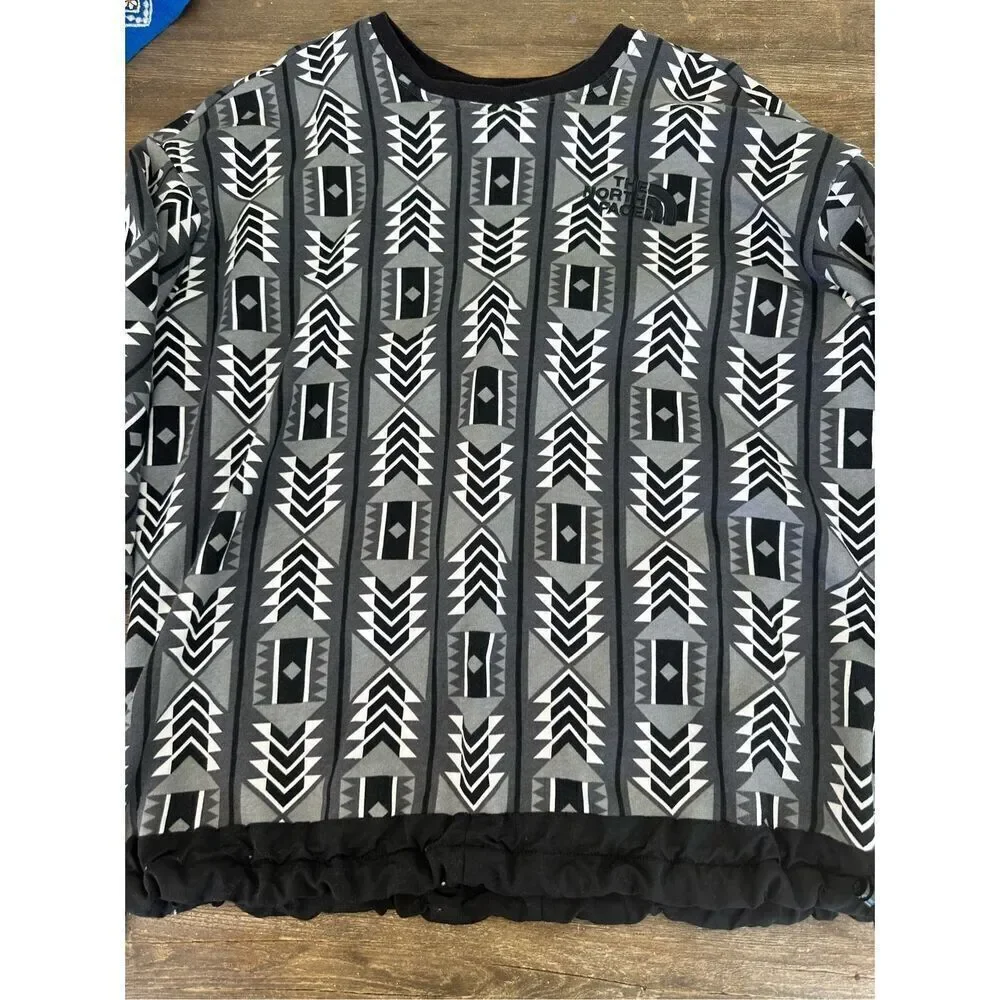 The North Face 92 Rage Fleece Crewneck Sweatshirt Black Aztec Print Men's Size L